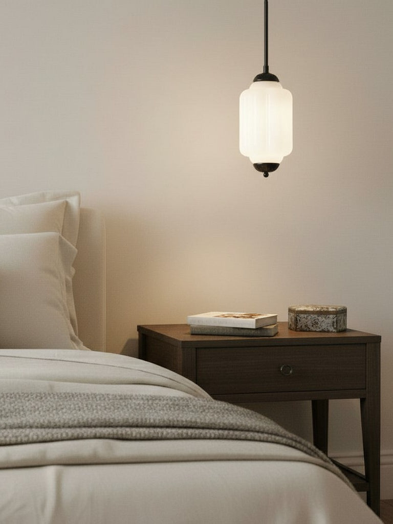 Vintage Glazen Hanglamp met Nostalgische Uitstraling – Verfijnde Verlichting voor Eetkamer en Keuken