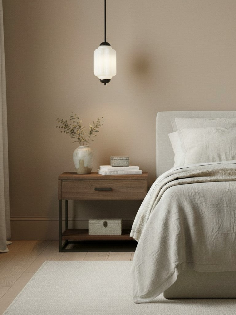 Vintage Glazen Hanglamp met Nostalgische Uitstraling – Verfijnde Verlichting voor Eetkamer en Keuken