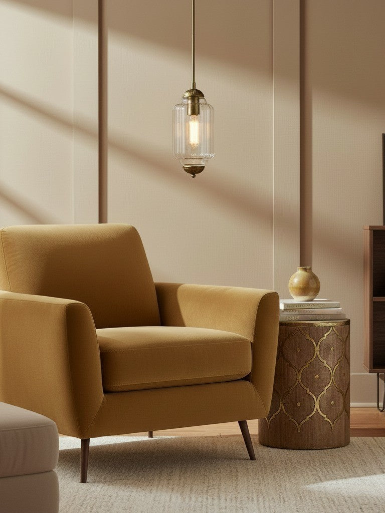 Vintage Glazen Hanglamp met Nostalgische Uitstraling – Verfijnde Verlichting voor Eetkamer en Keuken