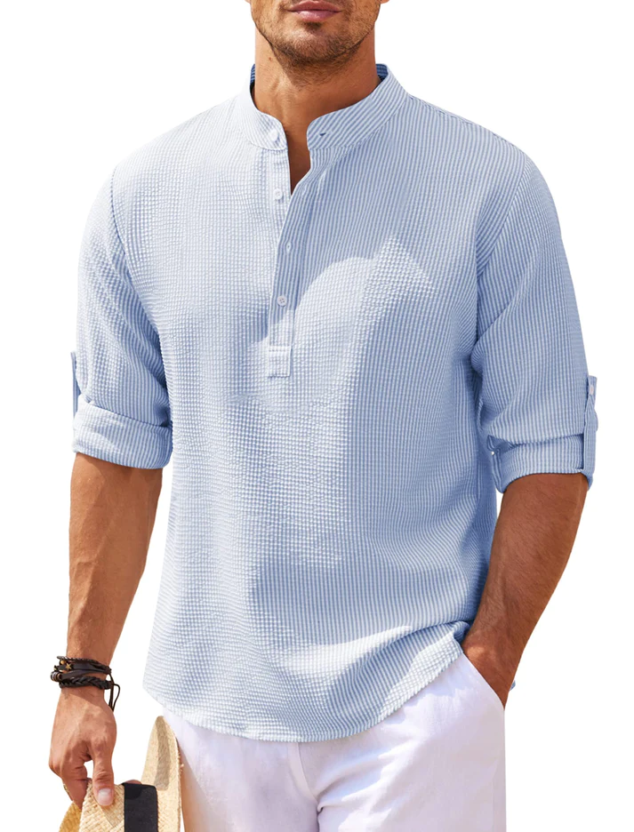 Heren Hemd Henley Model Klassiek met Knoopsluiting