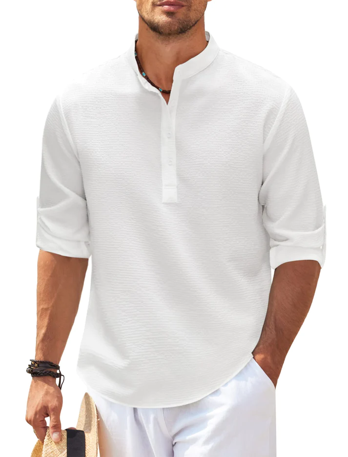 Heren Hemd Henley Model Klassiek met Knoopsluiting