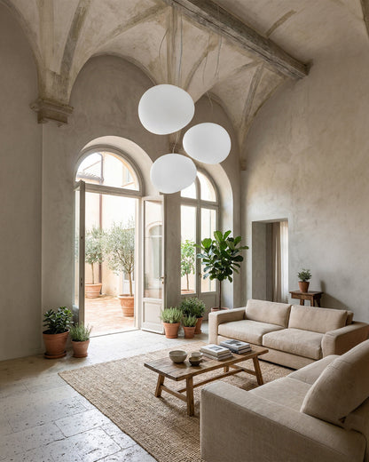 Glazen Hanglamp Melkwit Mondgeblazen – Modern Minimalistisch Design met Zacht Licht voor Eetkamer en Woonkamer – 3 Maten Beschikbaar – Warm Wit 3000K