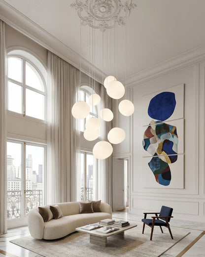 Glazen Hanglamp Melkwit Mondgeblazen – Modern Minimalistisch Design met Zacht Licht voor Eetkamer en Woonkamer – 3 Maten Beschikbaar – Warm Wit 3000K
