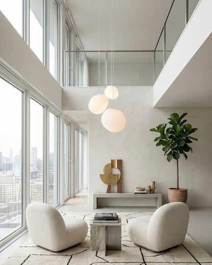 Glazen Hanglamp Melkwit Mondgeblazen – Modern Minimalistisch Design met Zacht Licht voor Eetkamer en Woonkamer – 3 Maten Beschikbaar – Warm Wit 3000K