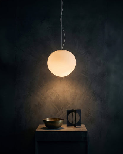 Glazen Hanglamp Melkwit Mondgeblazen – Modern Minimalistisch Design met Zacht Licht voor Eetkamer en Woonkamer – 3 Maten Beschikbaar – Warm Wit 3000K