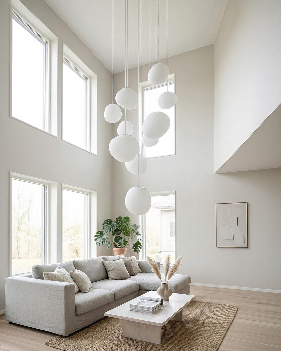 Glazen Hanglamp Melkwit Mondgeblazen – Modern Minimalistisch Design met Zacht Licht voor Eetkamer en Woonkamer – 3 Maten Beschikbaar – Warm Wit 3000K