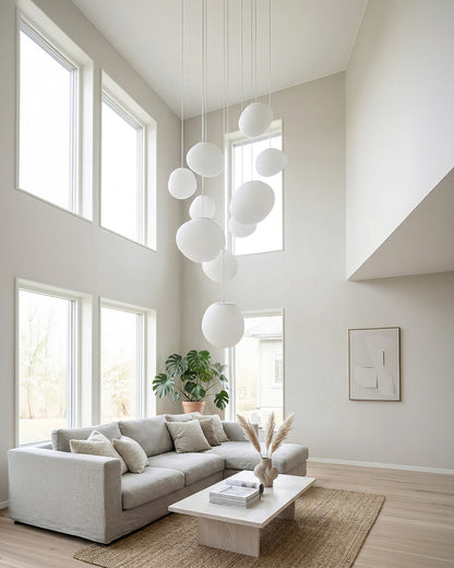 Glazen Hanglamp Melkwit Mondgeblazen – Modern Minimalistisch Design met Zacht Licht voor Eetkamer en Woonkamer – 3 Maten Beschikbaar – Warm Wit 3000K