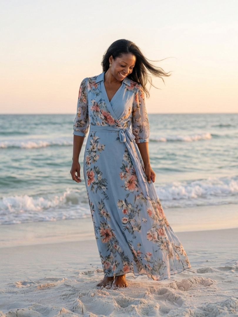 Elysia Dames Maxi Jurk | Bloemenprint, V-hals, Lichtgewicht 5