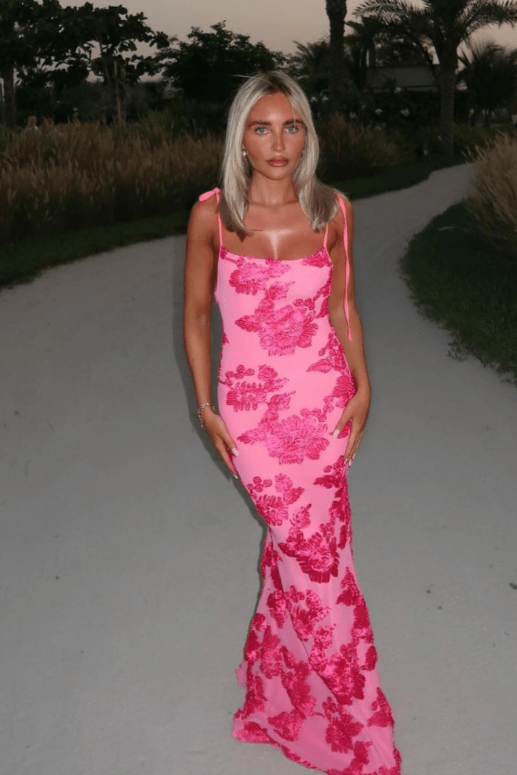 Ronde Maxikleed Roze Bloemenprint Vrouwelijke Stijl - StudioMarella