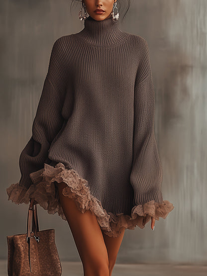 Gebreide Trui-jurk met Ruches Elegante Damestijl - StudioMarella