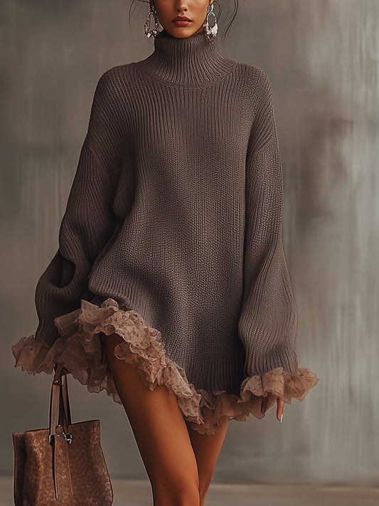 Gebreide Trui-jurk met Ruches Elegante Damestijl - StudioMarella