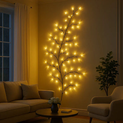 LED Wandverlichting met Wilgentakken in Warm Wit | Dimbare Natuurlijke Sfeerverlichting | Afstandsbediening