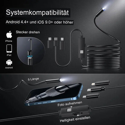 Flexibele Inspectiecamera met LED-verlichting 5,5mm Waterdicht 5m Kabel voor Leidingen en Machines