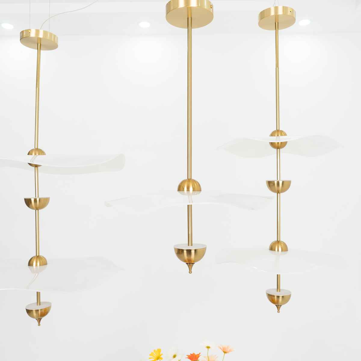 Dubbele Biscuit Hanglamp Wit Goud Rond Opaalwit Acryl Kap Design Verlichting Decoratief voor Woonkamer Eethoek Slaapkamer Modern Scandinavisch Interieur