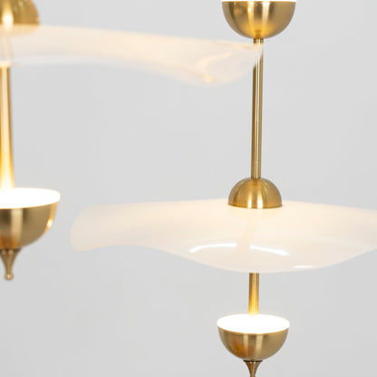 Dubbele Biscuit Hanglamp Wit Goud Rond Opaalwit Acryl Kap Design Verlichting Decoratief voor Woonkamer Eethoek Slaapkamer Modern Scandinavisch Interieur