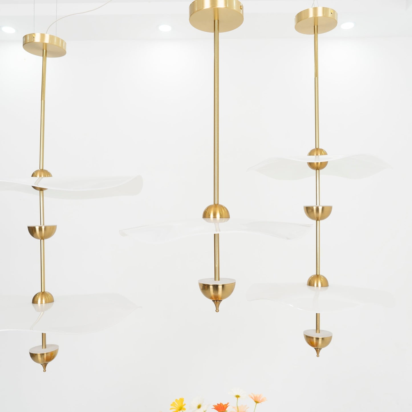 Dubbele Biscuit Hanglamp Wit Goud Rond Opaalwit Acryl Kap Design Verlichting Decoratief voor Woonkamer Eethoek Slaapkamer Modern Scandinavisch Interieur