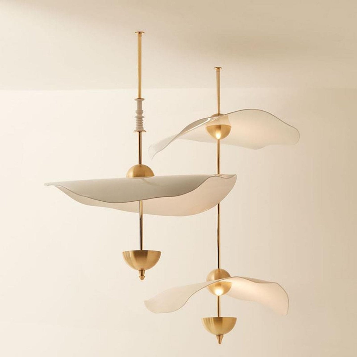 Dubbele Biscuit Hanglamp Wit Goud Rond Opaalwit Acryl Kap Design Verlichting Decoratief voor Woonkamer Eethoek Slaapkamer Modern Scandinavisch Interieur