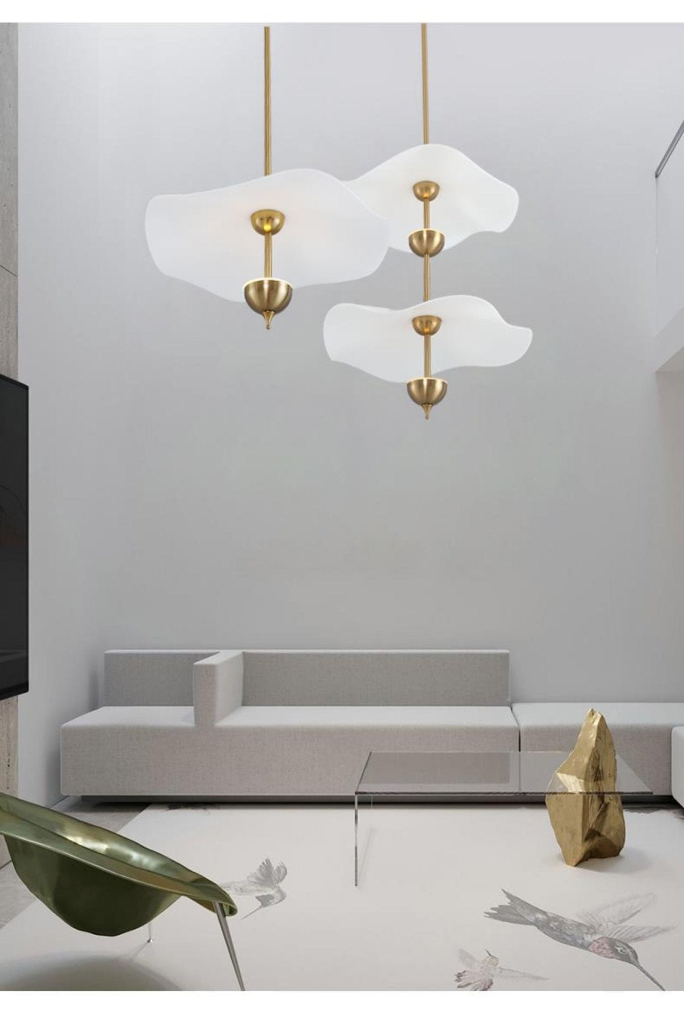 Dubbele Biscuit Hanglamp Wit Goud Rond Opaalwit Acryl Kap Design Verlichting Decoratief voor Woonkamer Eethoek Slaapkamer Modern Scandinavisch Interieur