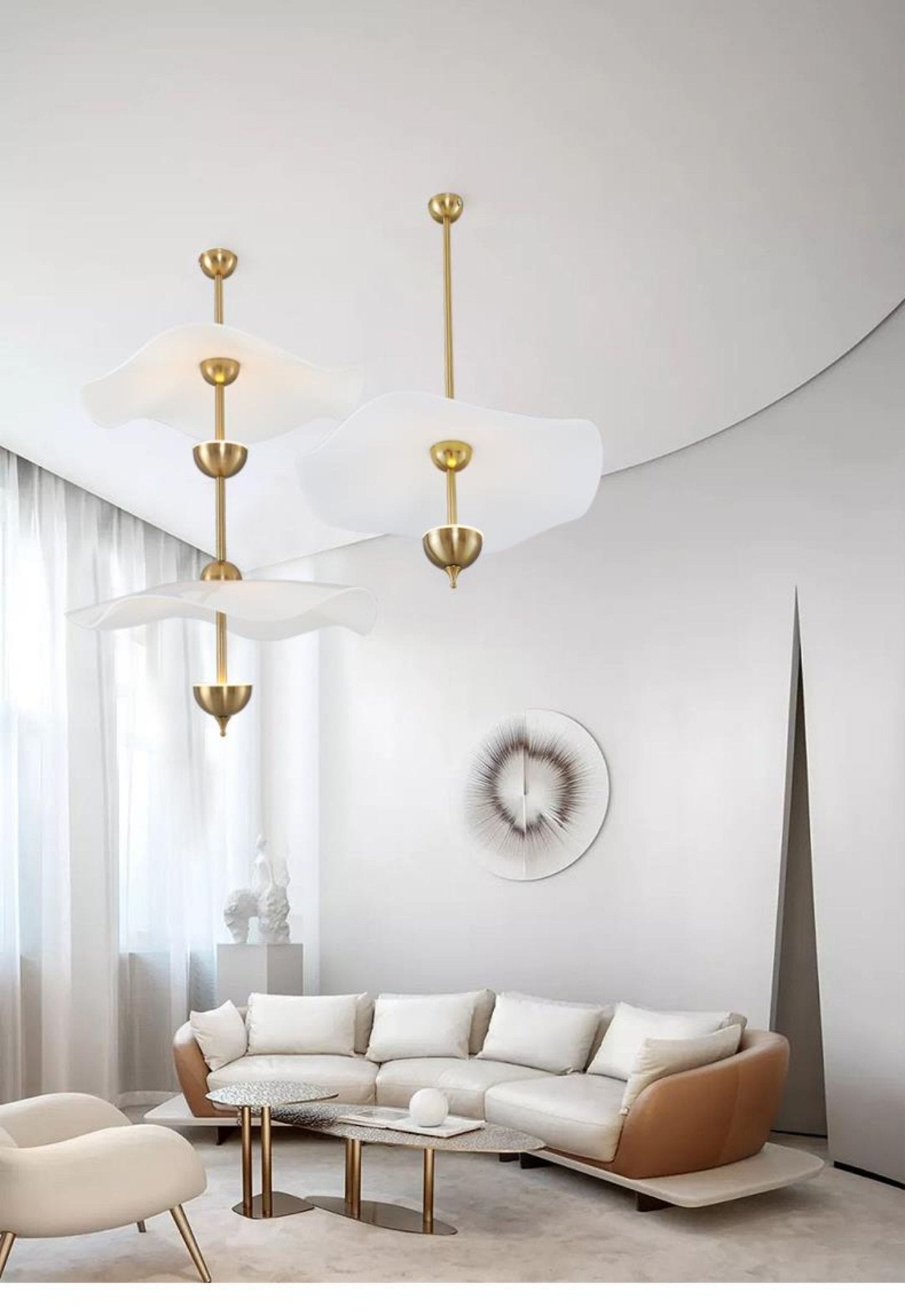 Dubbele Biscuit Hanglamp Wit Goud Rond Opaalwit Acryl Kap Design Verlichting Decoratief voor Woonkamer Eethoek Slaapkamer Modern Scandinavisch Interieur