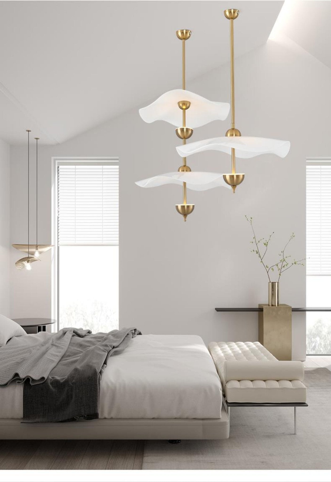 Dubbele Biscuit Hanglamp Wit Goud Rond Opaalwit Acryl Kap Design Verlichting Decoratief voor Woonkamer Eethoek Slaapkamer Modern Scandinavisch Interieur