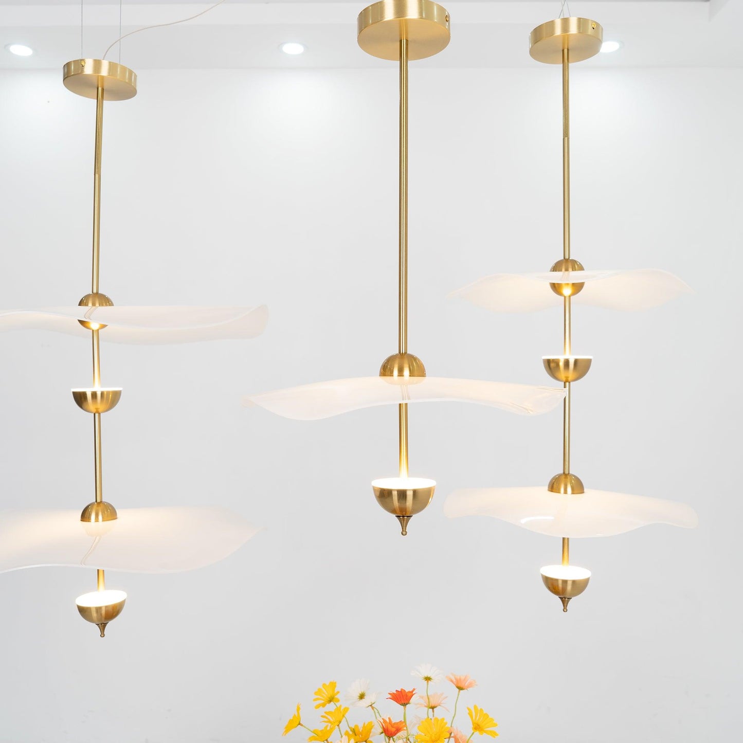 Dubbele Biscuit Hanglamp Wit Goud Rond Opaalwit Acryl Kap Design Verlichting Decoratief voor Woonkamer Eethoek Slaapkamer Modern Scandinavisch Interieur