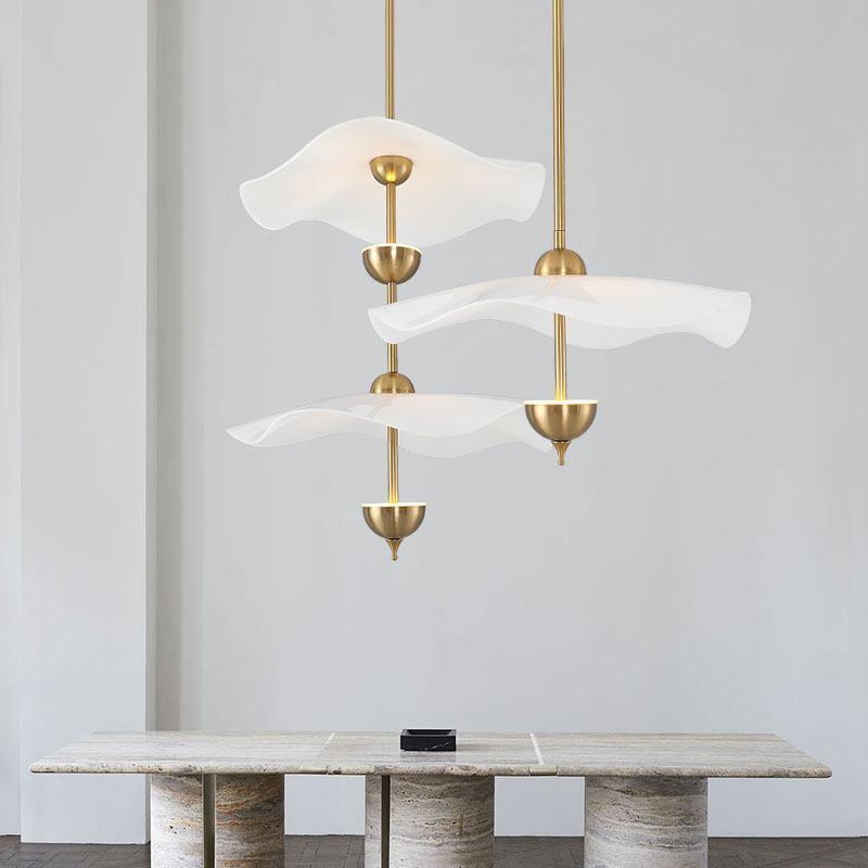 Dubbele Biscuit Hanglamp Wit Goud Rond Opaalwit Acryl Kap Design Verlichting Decoratief voor Woonkamer Eethoek Slaapkamer Modern Scandinavisch Interieur