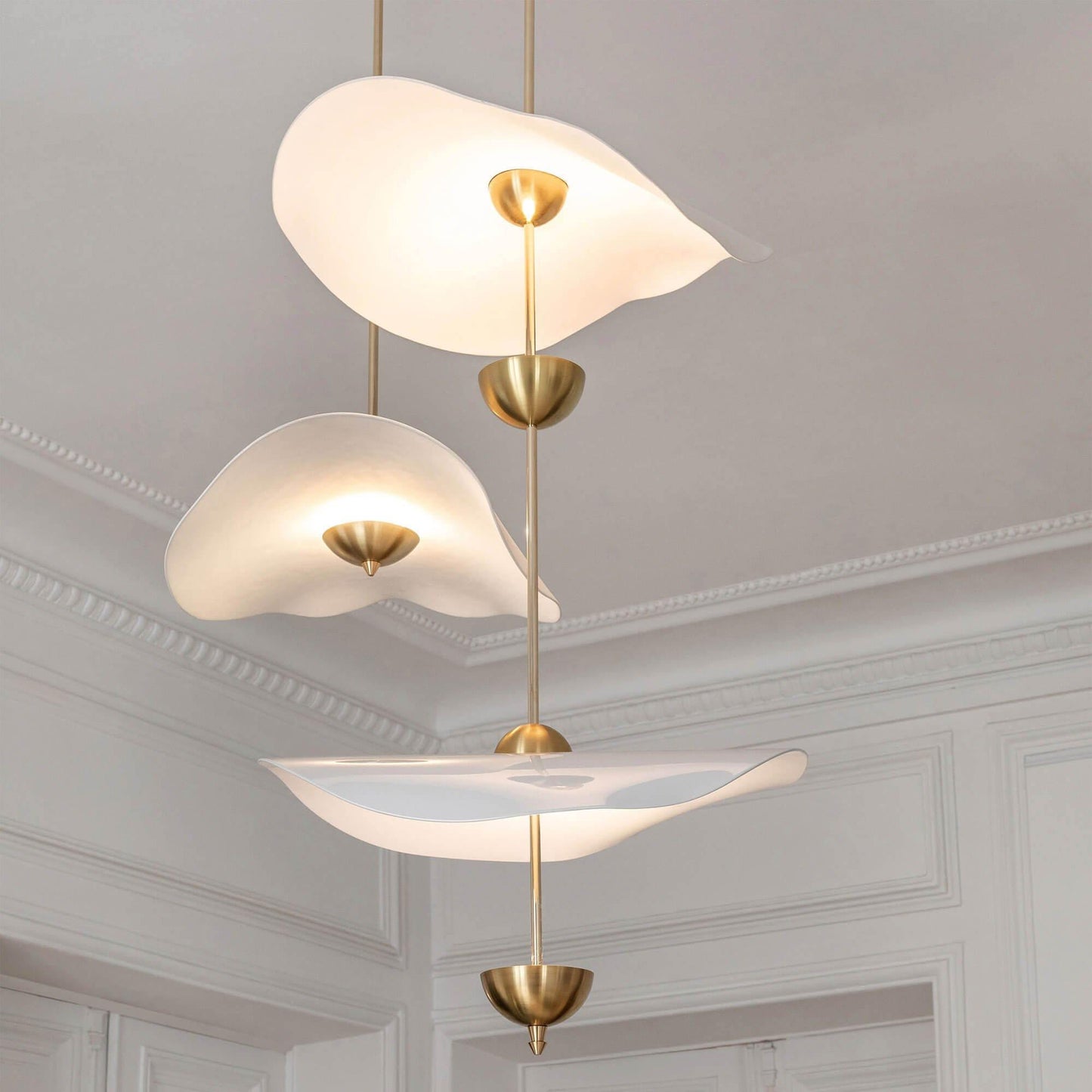 Dubbele Biscuit Hanglamp Wit Goud Rond Opaalwit Acryl Kap Design Verlichting Decoratief voor Woonkamer Eethoek Slaapkamer Modern Scandinavisch Interieur