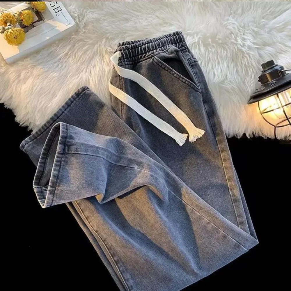 Zwarte Joggingbroek Unisex Denim Comfortabele Fit