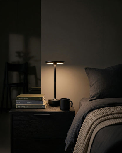 Oplaadbare LED Tafellamp met Dimfunctie Cilindervorm Metaal Draadloze Sfeerlamp