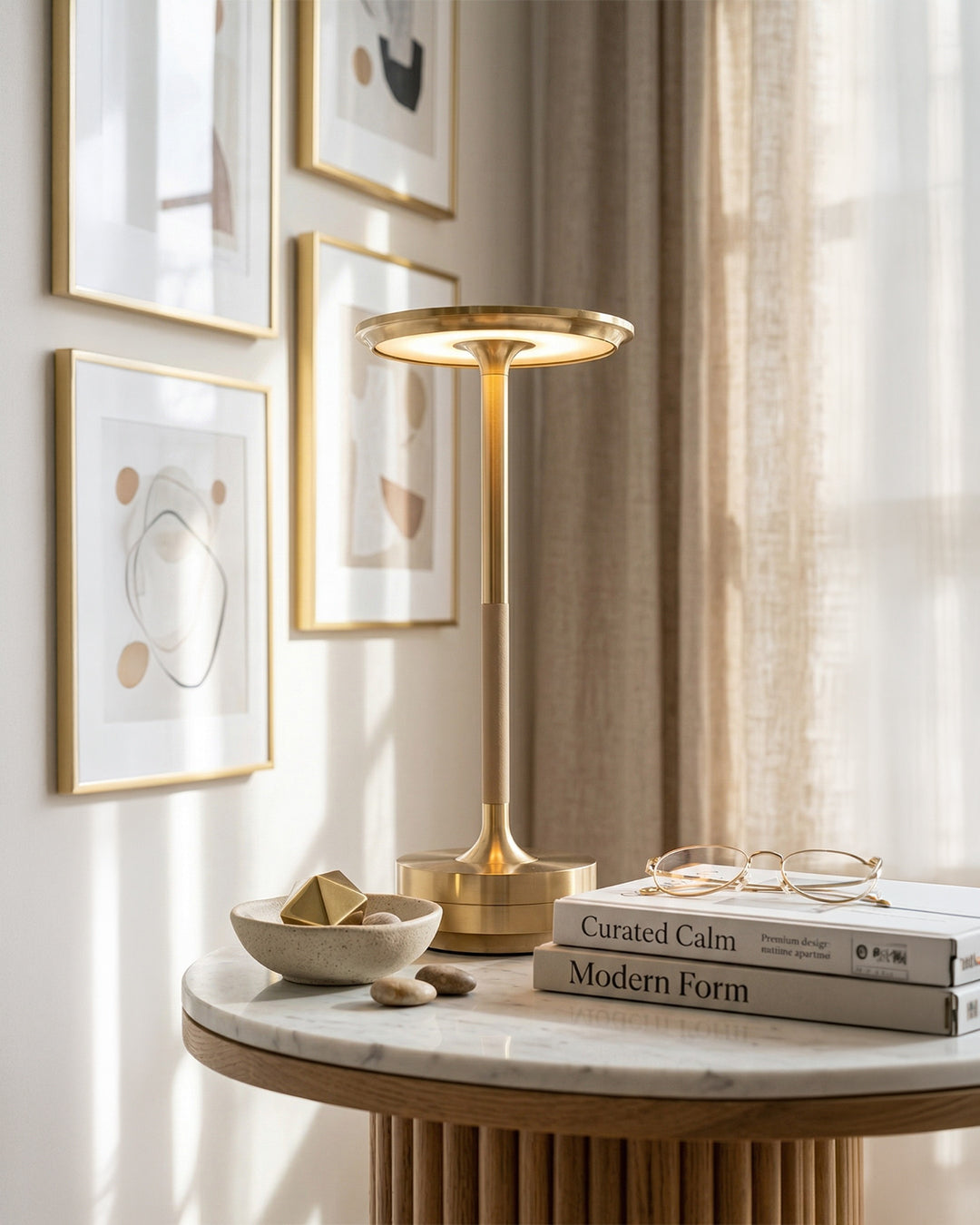 Oplaadbare LED Tafellamp met Dimfunctie Cilindervorm Metaal Draadloze Sfeerlamp