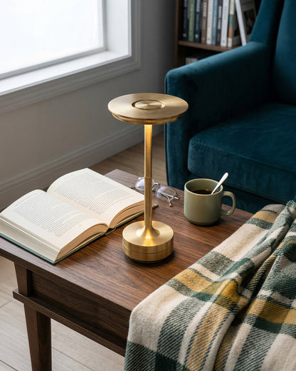 Oplaadbare LED Tafellamp met Dimfunctie Cilindervorm Metaal Draadloze Sfeerlamp