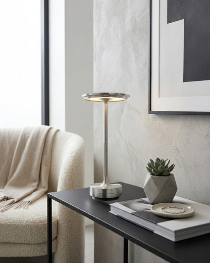 Oplaadbare LED Tafellamp met Dimfunctie Cilindervorm Metaal Draadloze Sfeerlamp