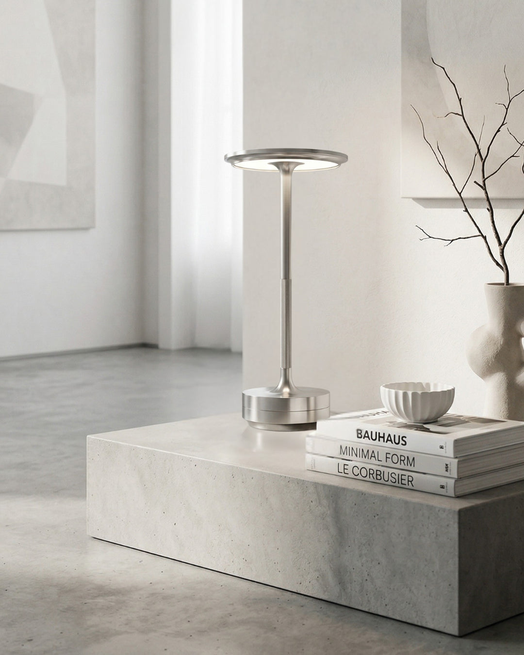 Oplaadbare LED Tafellamp met Dimfunctie Cilindervorm Metaal Draadloze Sfeerlamp