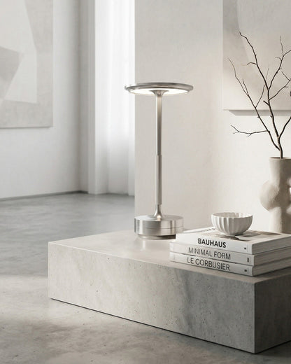 Oplaadbare LED Tafellamp met Dimfunctie Cilindervorm Metaal Draadloze Sfeerlamp