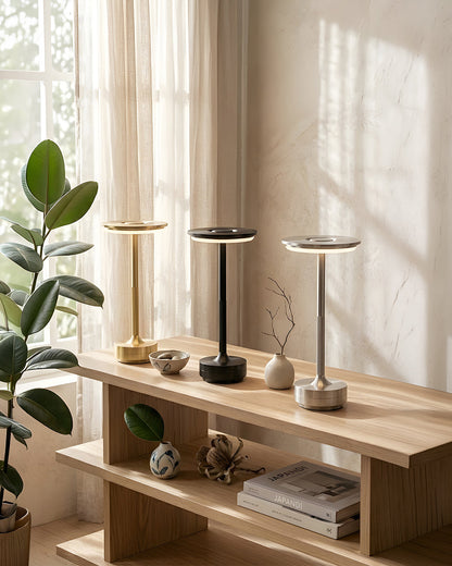 Oplaadbare LED Tafellamp met Dimfunctie Cilindervorm Metaal Draadloze Sfeerlamp