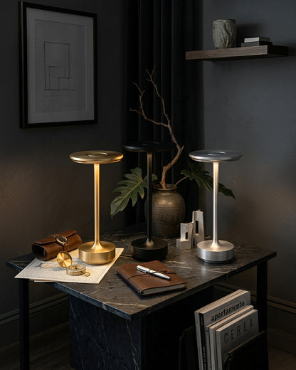 Oplaadbare LED Tafellamp met Dimfunctie Cilindervorm Metaal Draadloze Sfeerlamp