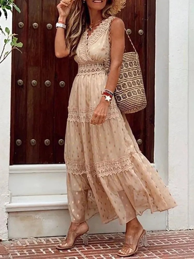 Vrouwelijke Zomerjurk Bohemian Stijl Maxi Jurk