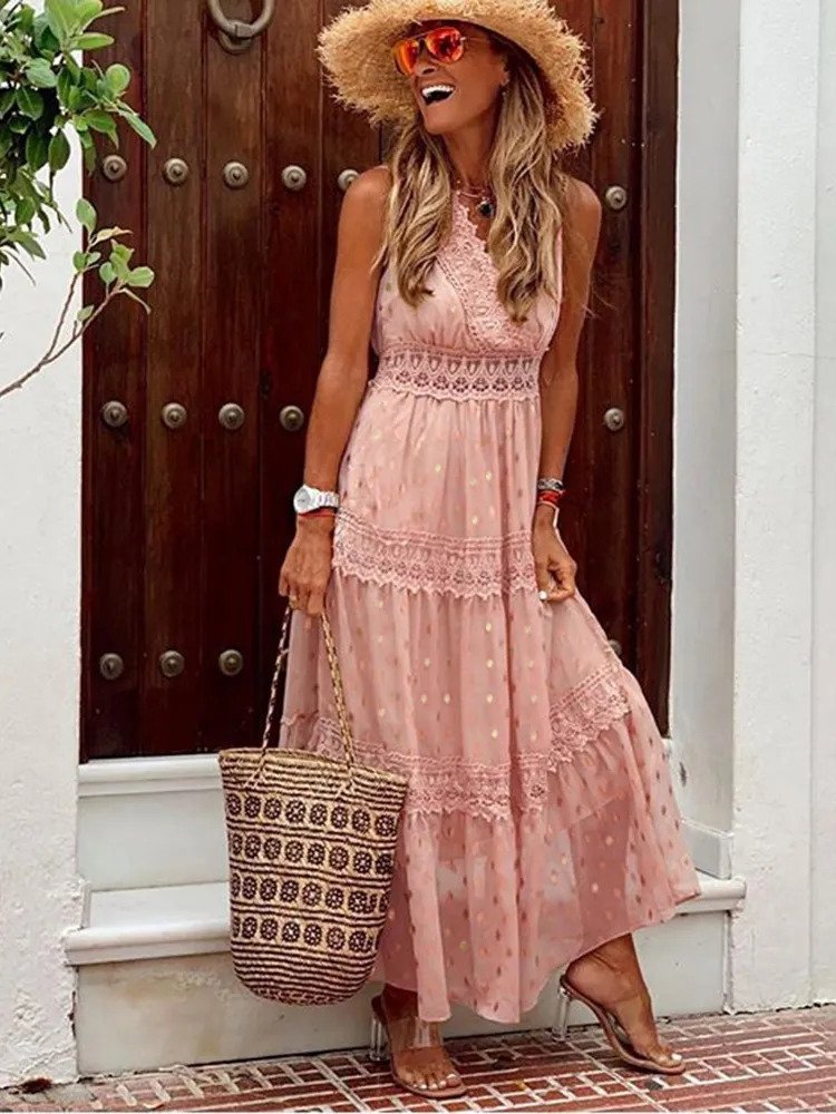 Vrouwelijke Zomerjurk Bohemian Stijl Maxi Jurk