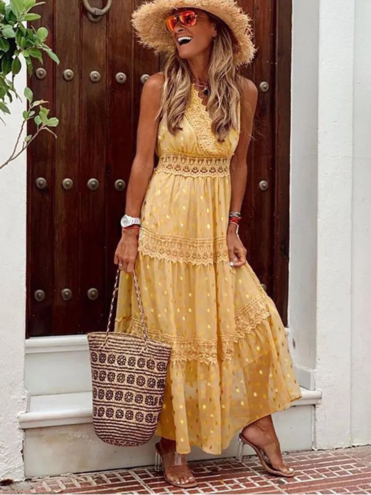 Vrouwelijke Zomerjurk Bohemian Stijl Maxi Jurk
