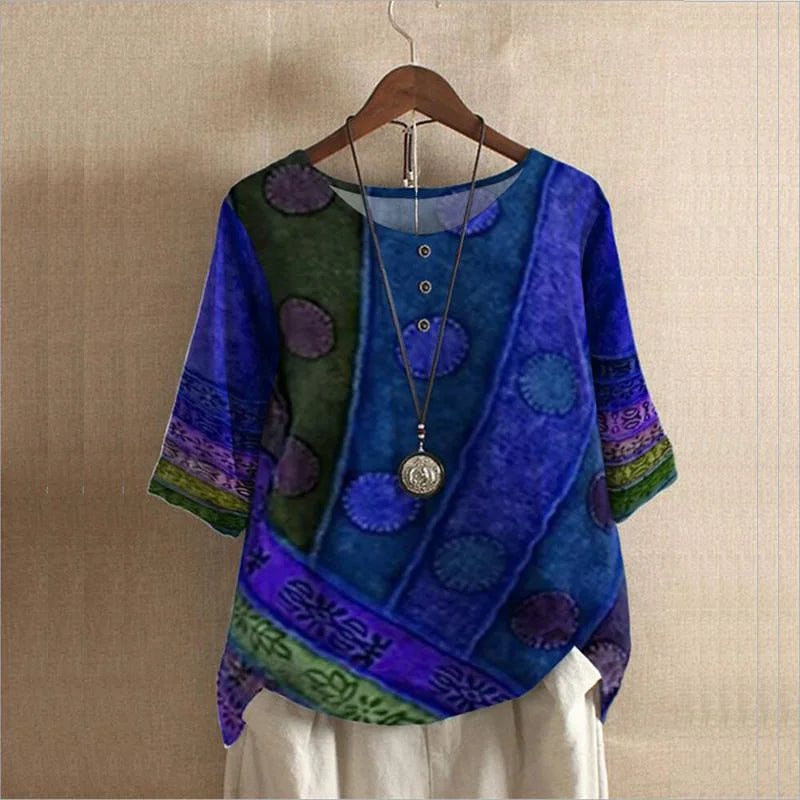 Oversized Blouse Stijlvol Ethnisch Design voor Vrouw
