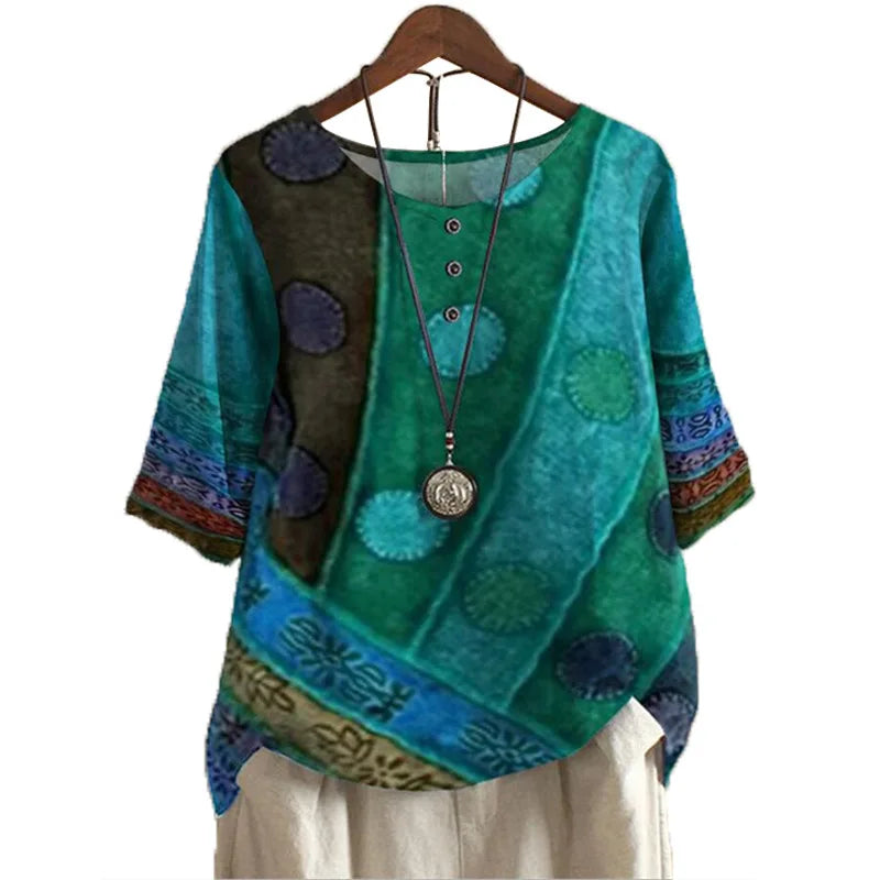 Oversized Blouse Stijlvol Ethnisch Design voor Vrouw