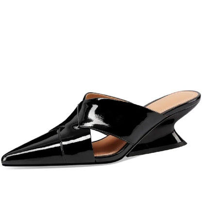 Leren Slippers Dames Zomer Sandalen Met Dunne Hak - StudioMarella