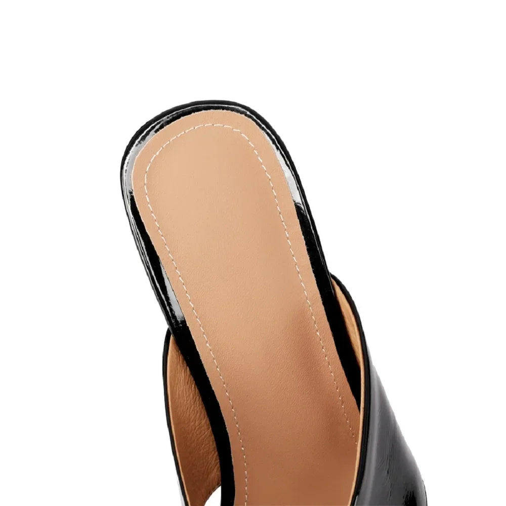 Leren Slippers Dames Zomer Sandalen Met Dunne Hak