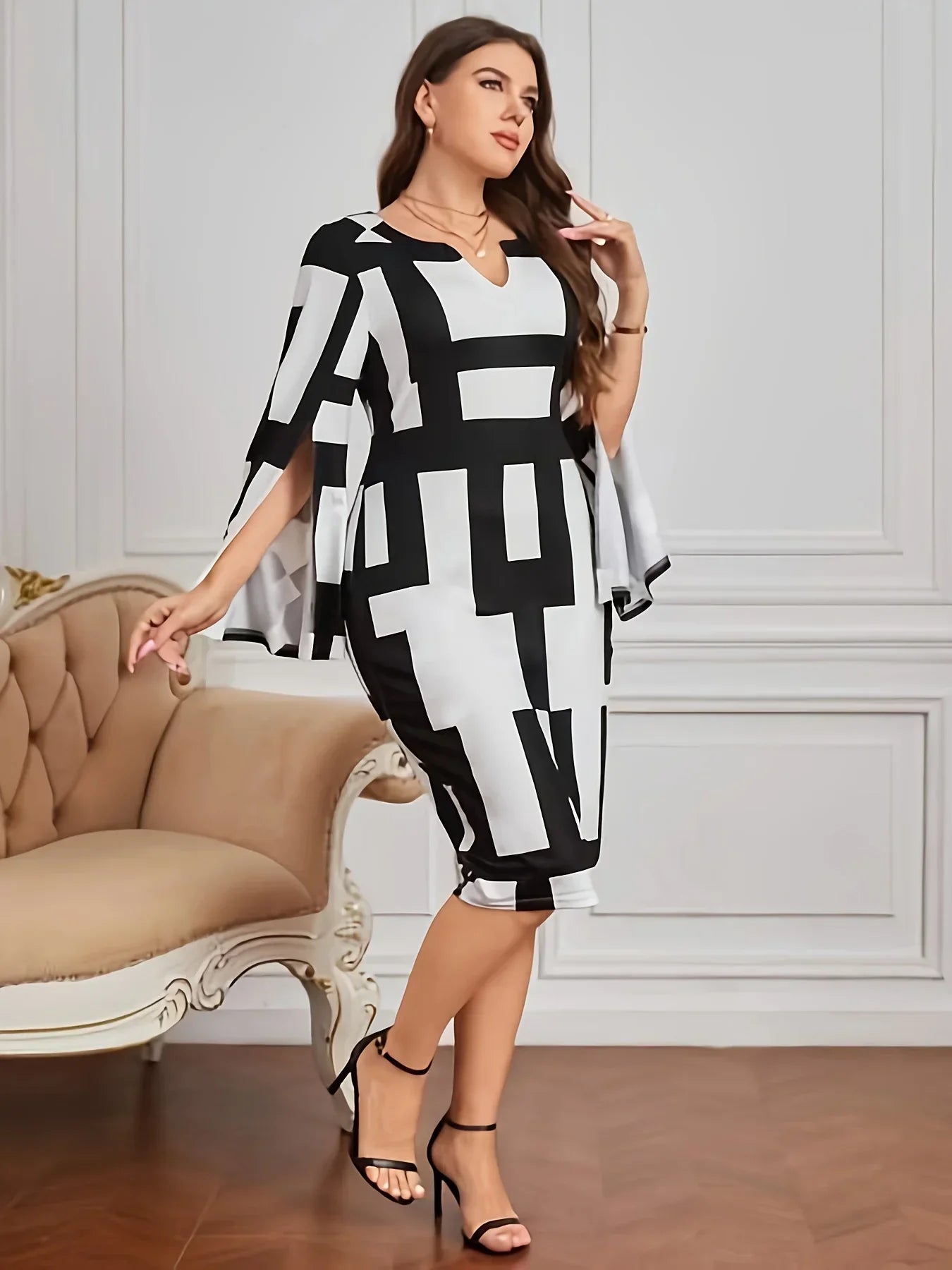 Plus-Size Elegante Jurk voor Vrouwen Met Stijl