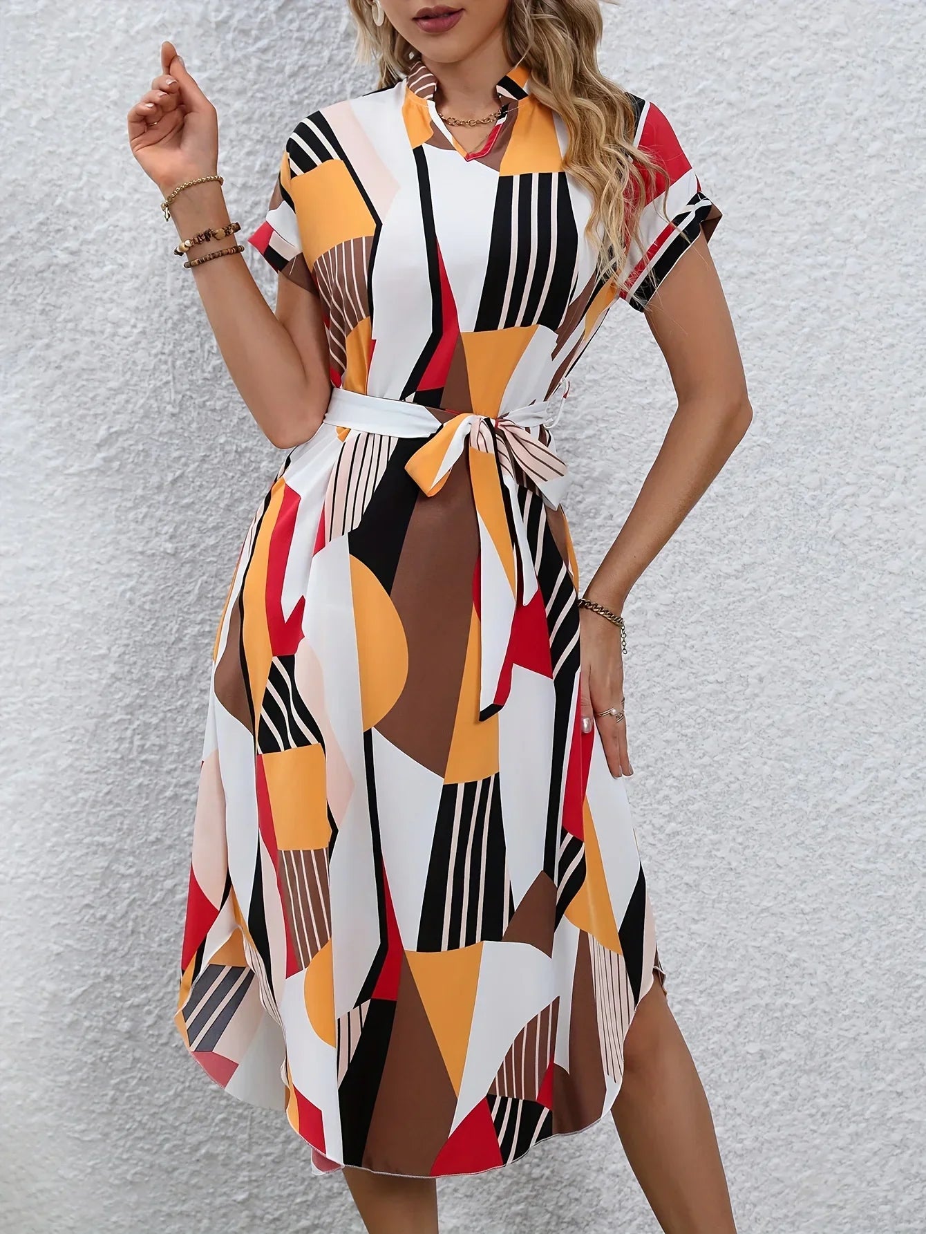 Vrouwelijke Jurk met Vleermuismouwen Zomer Collectie