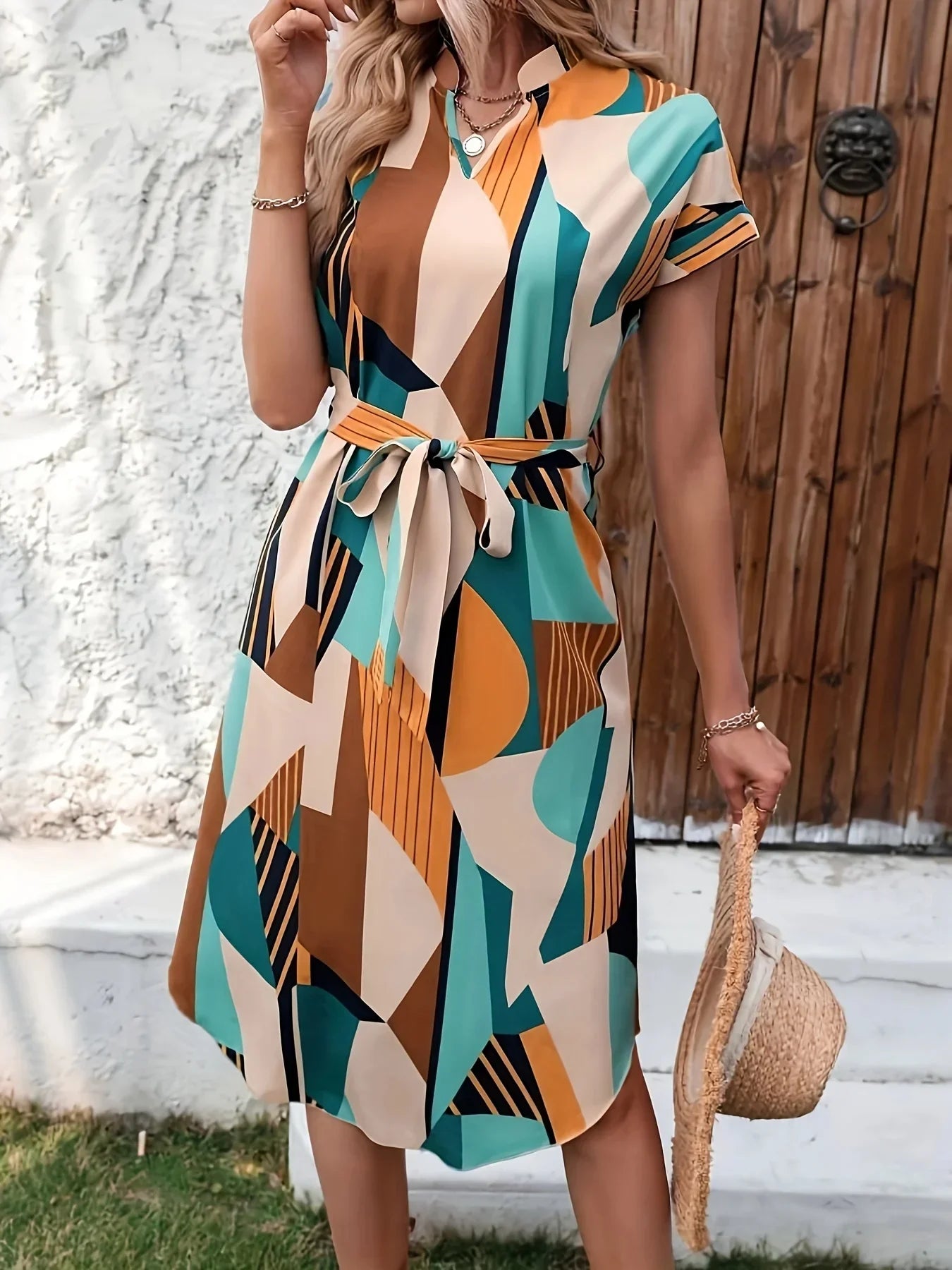 Jurk met Bat Vleugel Mouwen Full Print damesMode