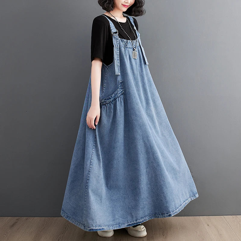 Vintage Denim Jurk voor Vrouw Preppy Stijl