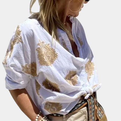 Dames Blouse Zomer Licht Katoenen Jurk Blouse