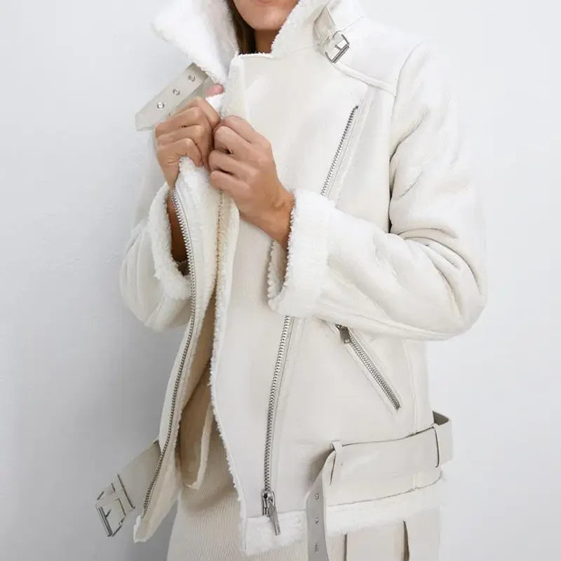 Dames Winterjas Warm Shearling Imitatieleer - StudioMarella