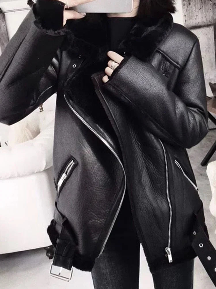 Evelyn Dames Jas Winter | Warme Shearling Voering, Imitatieleer 1